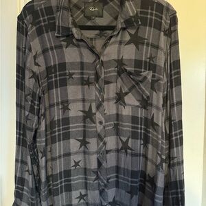 Rails Black and Gray Star Plaid Women's Shirt